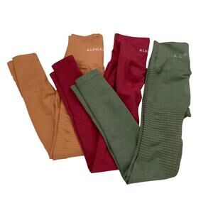 Alphalete Bundle of 3 Size XS Leggings - Green/Red/Orange